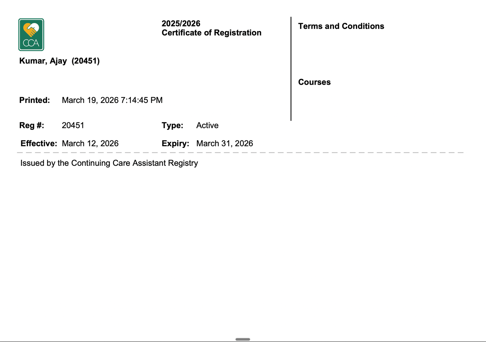 CCA Certificate Back